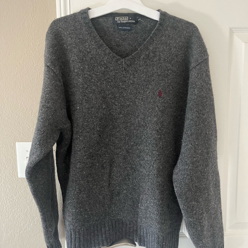 Ralph Lauren Charcoal V-Neck Sweater for Men